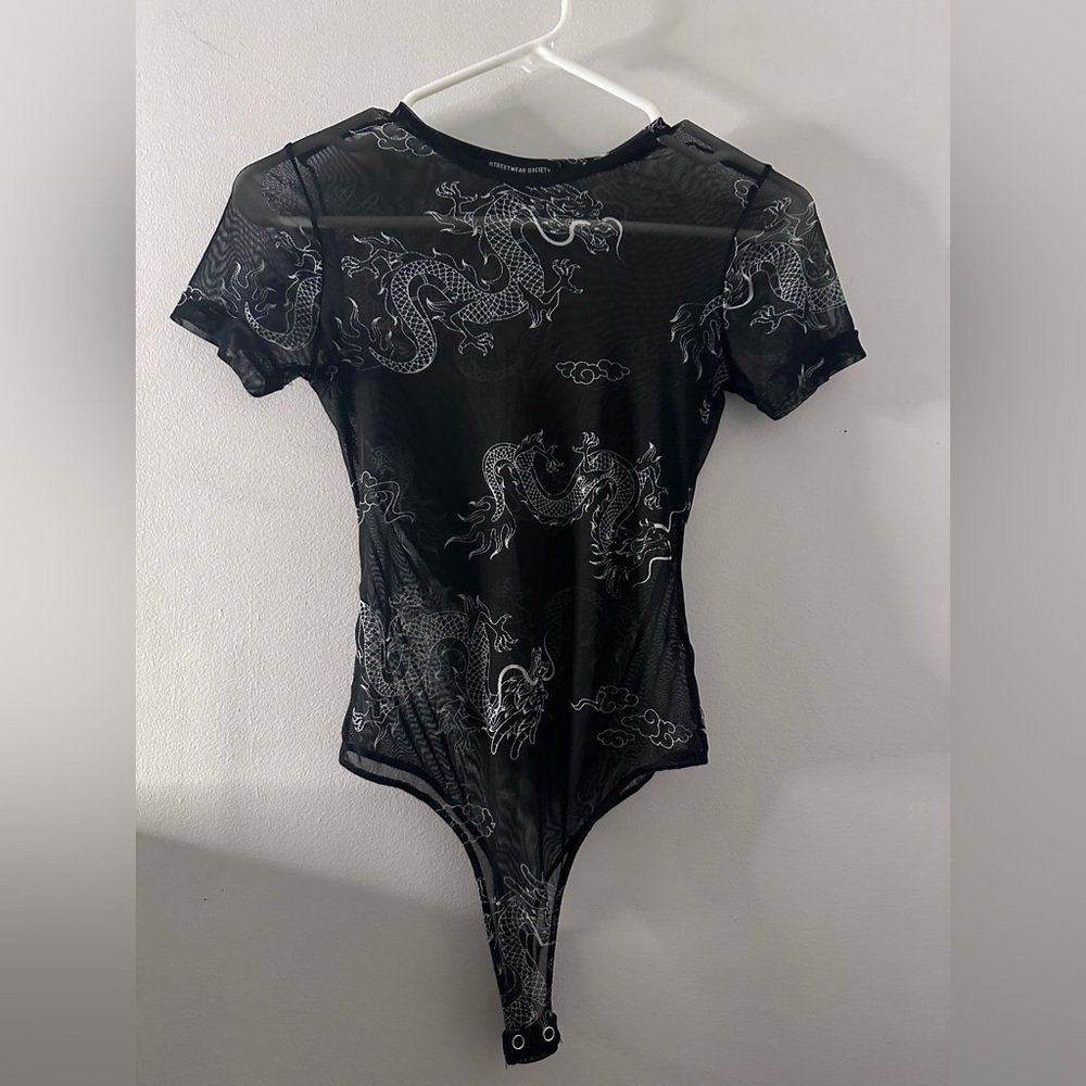 Streetwear Society Silver and Black Fitted Bodysuit